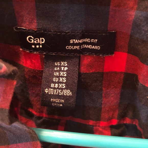 Gap Red and blue plaid button up - Picture 2 of 4